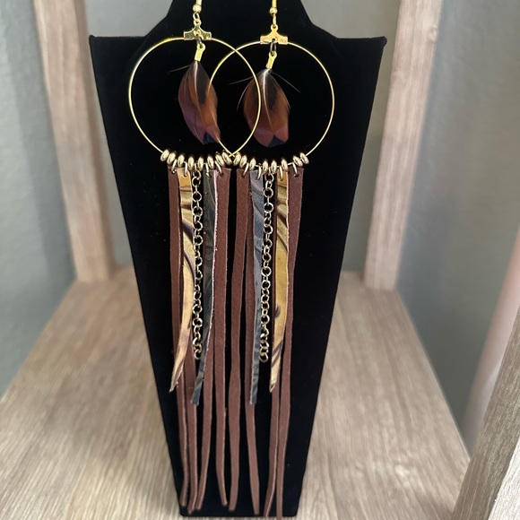 Leather Handmade Earrings - Picture 1 of 4
